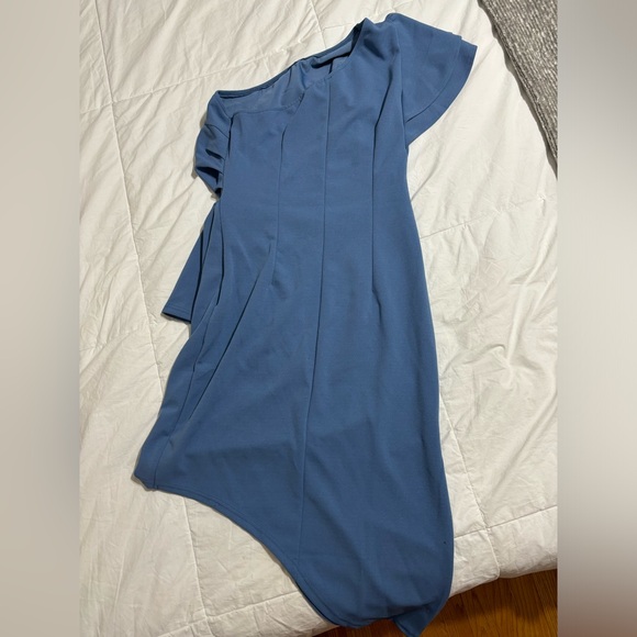 One Shoulder Ruffle Sleeve Dress - Picture 5 of 5